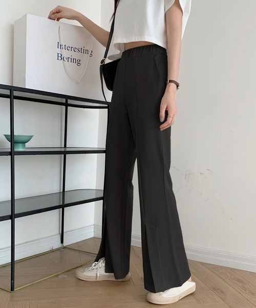 ABITOKYO（アビトーキョー）の「センタースリットストレッチカットセミフレアパンツ（その他パンツ・レディース・ベージュ/ピンクベージュ/グリーン/レンガ/ブラック/サックスブルー・S/M）」の2枚目の写真