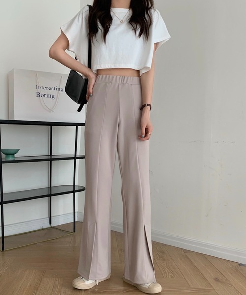 ABITOKYO（アビトーキョー）の「センタースリットストレッチカットセミフレアパンツ（その他パンツ・レディース・ベージュ/ピンクベージュ/グリーン/レンガ/ブラック/サックスブルー・S/M）」の12枚目の写真