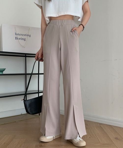 ABITOKYO（アビトーキョー）の「センタースリットストレッチカットセミフレアパンツ（その他パンツ・レディース・ベージュ/ピンクベージュ/グリーン/レンガ/ブラック/サックスブルー・S/M）」の11枚目の写真