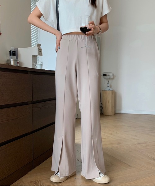 ABITOKYO（アビトーキョー）の「センタースリットストレッチカットセミフレアパンツ（その他パンツ・レディース・ベージュ/ピンクベージュ/グリーン/レンガ/ブラック/サックスブルー・S/M）」の9枚目の写真