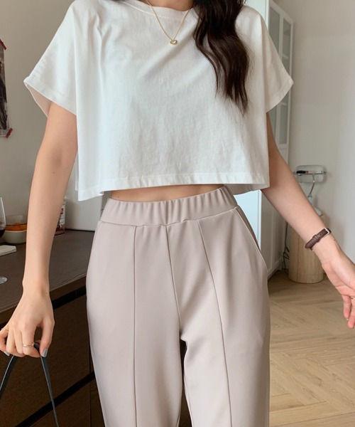 ABITOKYO（アビトーキョー）の「センタースリットストレッチカットセミフレアパンツ（その他パンツ・レディース・ベージュ/ピンクベージュ/グリーン/レンガ/ブラック/サックスブルー・S/M）」の7枚目の写真