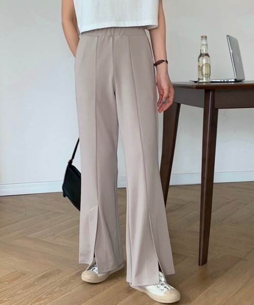 ABITOKYO（アビトーキョー）の「センタースリットストレッチカットセミフレアパンツ（その他パンツ・レディース・ベージュ/ピンクベージュ/グリーン/レンガ/ブラック/サックスブルー・S/M）」の8枚目の写真