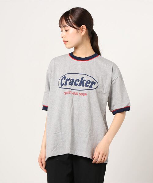 Figments(フィグメンツ)の「CrackerリンガーTシャツ(Tシャツ/カットソー・レディース・ホワイト/グレー・FREE)」の8枚目の写真