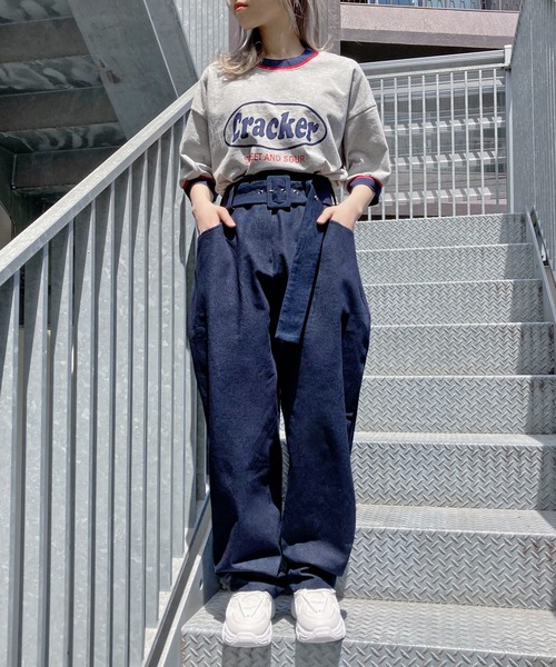 Figments(フィグメンツ)の「CrackerリンガーTシャツ(Tシャツ/カットソー・レディース・ホワイト/グレー・FREE)」の11枚目の写真