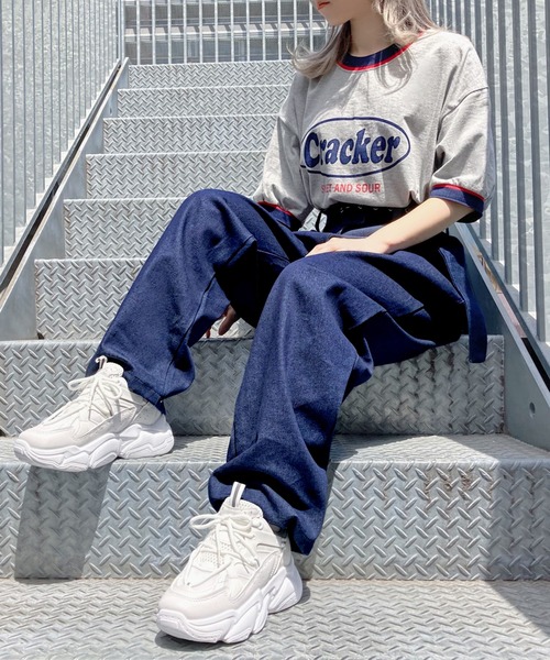 Figments(フィグメンツ)の「CrackerリンガーTシャツ(Tシャツ/カットソー・レディース・ホワイト/グレー・FREE)」の12枚目の写真