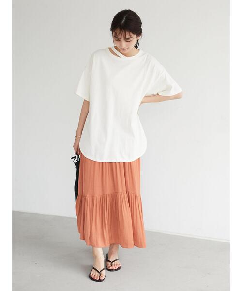 CRAFT STANDARD BOUTIQUE(クラフトスタンダードブティック)の「ワッシャーサテンペプラムスカート *◇(スカート・レディース・チャコールグレー/オレンジ/ブラウン/ネイビー/ベージュ・M/L)」の15枚目の写真