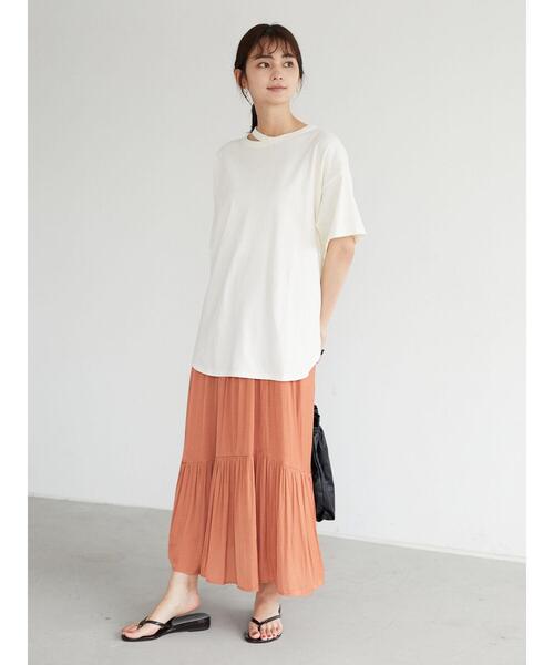 CRAFT STANDARD BOUTIQUE(クラフトスタンダードブティック)の「ワッシャーサテンペプラムスカート *◇(スカート・レディース・チャコールグレー/オレンジ/ブラウン/ネイビー/ベージュ・M/L)」の16枚目の写真