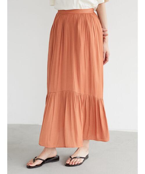 CRAFT STANDARD BOUTIQUE(クラフトスタンダードブティック)の「ワッシャーサテンペプラムスカート *◇(スカート・レディース・チャコールグレー/オレンジ/ブラウン/ネイビー/ベージュ・M/L)」の18枚目の写真