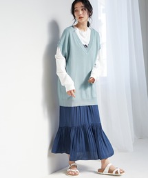 ワッシャーサテンペプラムスカート　＊◇