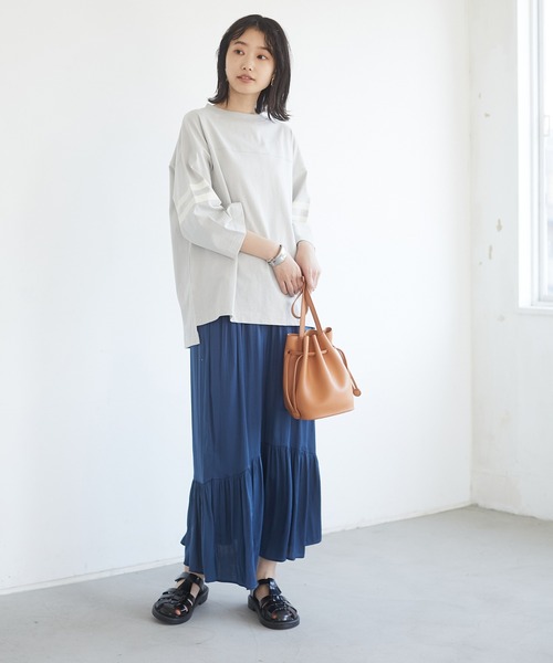 CRAFT STANDARD BOUTIQUE(クラフトスタンダードブティック)の「ワッシャーサテンペプラムスカート *◇(スカート・レディース・チャコールグレー/オレンジ/ブラウン/ネイビー/ベージュ・M/L)」の12枚目の写真