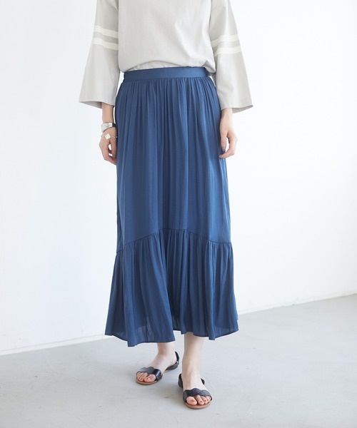 CRAFT STANDARD BOUTIQUE(クラフトスタンダードブティック)の「ワッシャーサテンペプラムスカート *◇(スカート・レディース・チャコールグレー/オレンジ/ブラウン/ネイビー/ベージュ・M/L)」の11枚目の写真