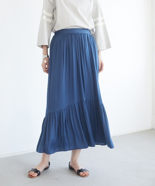 CRAFT STANDARD BOUTIQUE(クラフトスタンダードブティック)の「ワッシャーサテンペプラムスカート *◇(スカート・レディース・チャコールグレー/オレンジ/ブラウン/ネイビー/ベージュ・M/L)」の9枚目の写真