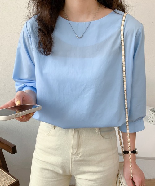 ABITOKYO(アビトーキョー)の「五分袖ボートネックブラウス(シャツ/ブラウス・レディース・ホワイト/ベージュ/ライトグレー/サックスブルー/ネイビー・FREE)」の18枚目の写真
