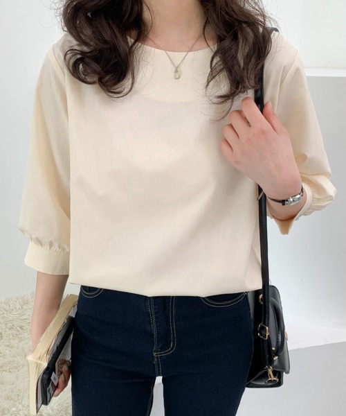 ABITOKYO(アビトーキョー)の「五分袖ボートネックブラウス(シャツ/ブラウス・レディース・ホワイト/ベージュ/ライトグレー/サックスブルー/ネイビー・FREE)」の14枚目の写真