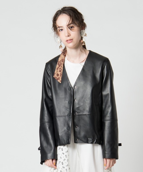 LAYMEE（レイミー）の「Vine leather JKT / ヴァインレザージャケット（ライダースジャケット・レディース・ブラック・FREE）」の8枚目の写真