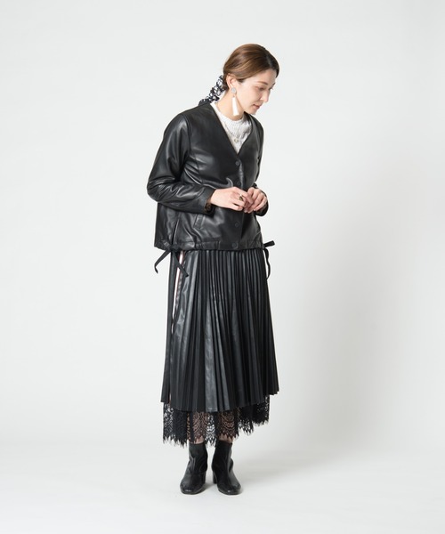 LAYMEE（レイミー）の「Vine leather JKT / ヴァインレザージャケット（ライダースジャケット・レディース・ブラック・FREE）」の13枚目の写真