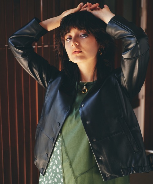 LAYMEE（レイミー）の「Vine leather JKT / ヴァインレザージャケット（ライダースジャケット・レディース・ブラック・FREE）」の16枚目の写真