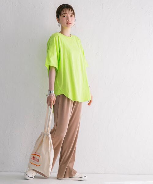 coen(コーエン)の「機能付きマチラウンドTシャツ(Tシャツ/カットソー・レディース・オレンジ系その他/ライム/オフホワイト/ブラック・LARGE/MEDIUM)」の22枚目の写真