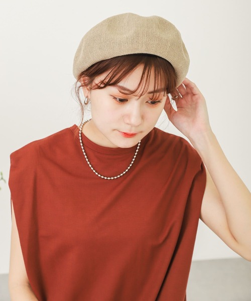 SENSE OF PLACE by URBAN RESEARCH（センスオブプレイスバイアーバンリサーチ）の「リネン混サーモベレー（ハンチング/ベレー帽・レディース・ブラック/ベージュ/ブラウン・ONE）」の4枚目の写真