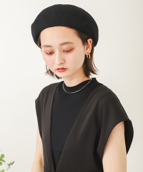 SENSE OF PLACE by URBAN RESEARCH（センスオブプレイスバイアーバンリサーチ）の「リネン混サーモベレー（ハンチング/ベレー帽・レディース・ブラック/ベージュ/ブラウン・ONE）」の6枚目の写真