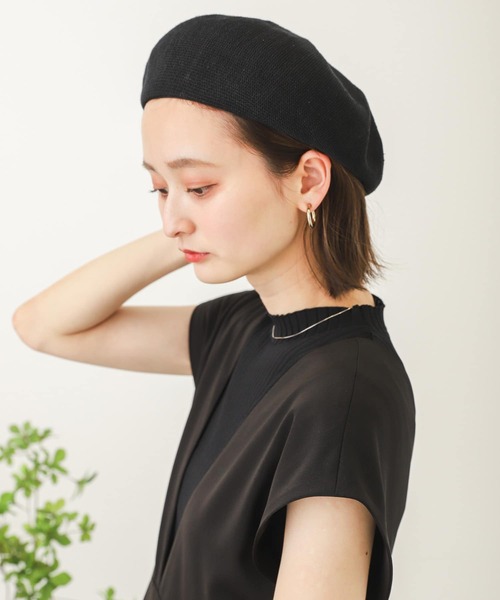 SENSE OF PLACE by URBAN RESEARCH（センスオブプレイスバイアーバンリサーチ）の「リネン混サーモベレー（ハンチング/ベレー帽・レディース・ブラック/ベージュ/ブラウン・ONE）」の7枚目の写真