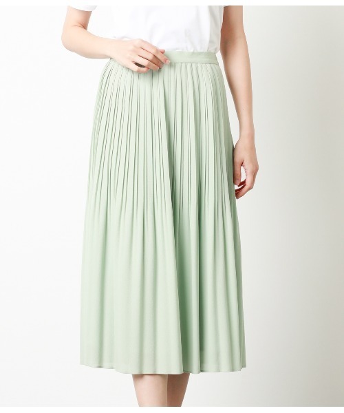 NEWYORKER（ニューヨーカー）の「チリメンジョーゼット プリーツスカート（スカート・レディース・ライトグリーン/ベージュ・7号/11号/9号）」の9枚目の写真