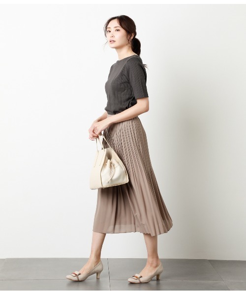 NEWYORKER（ニューヨーカー）の「チリメンジョーゼット プリーツスカート（スカート・レディース・ライトグリーン/ベージュ・7号/11号/9号）」の7枚目の写真