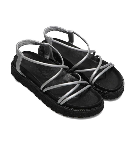 atmos pink（アトモスピンク）の「atmos pink レースアップサンダル（サンダル・レディース・シルバー/アニマル/ブラック・S/L/M）」の8枚目の写真