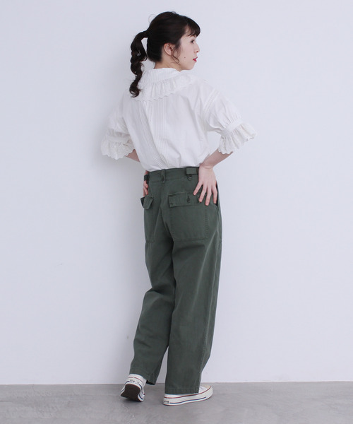 Dot＆Stripes CHILD WOMAN（ドットアンドストライプス　チャイルドウーマン）の「ブロード　レースピンタック5分袖ブラウス（シャツ/ブラウス・レディース・ホワイト/ブラック・FREE）」の8枚目の写真