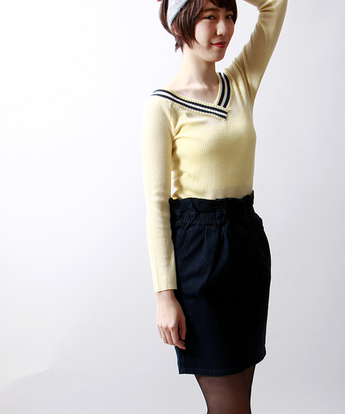 WEGO（ウィゴー）の「WEGO/デニムコクーンスカート（デニムスカート・レディース・インディゴブルー/ダークインディゴブルー・FREE）」の2枚目の写真