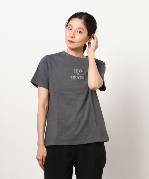 KOBE LETTUCE（コウベレタス）の「選べる2タイプ 半袖ロゴTシャツ（Tシャツ/カットソー・レディース・オフホワイト/チャコール/ホワイト系その他/グレー系その他・FREE）」の14枚目の写真