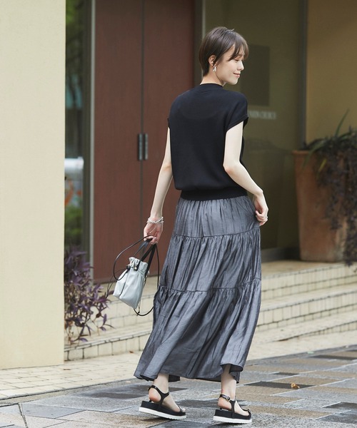 un dix cors（アンディコール）の「1枚でコーディネートが完成　モックネックニットドッキングワンピース（ワンピース・レディース・ブラック/ライトベージュ/ピンク・FREE）」の7枚目の写真