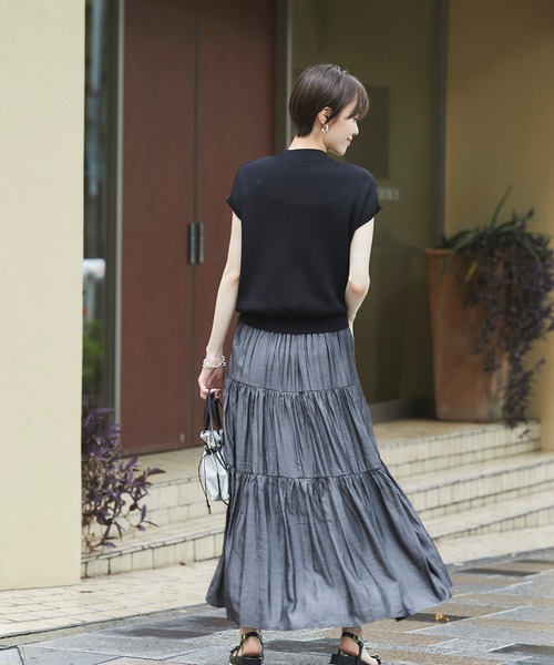 un dix cors（アンディコール）の「1枚でコーディネートが完成　モックネックニットドッキングワンピース（ワンピース・レディース・ブラック/ライトベージュ/ピンク・FREE）」の8枚目の写真