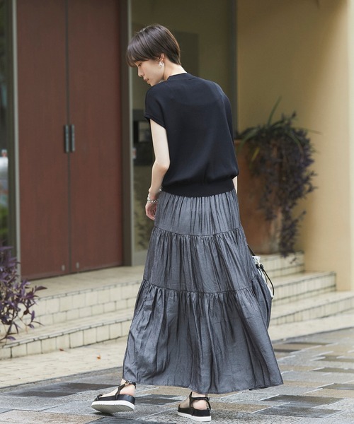 un dix cors（アンディコール）の「1枚でコーディネートが完成　モックネックニットドッキングワンピース（ワンピース・レディース・ブラック/ライトベージュ/ピンク・FREE）」の10枚目の写真