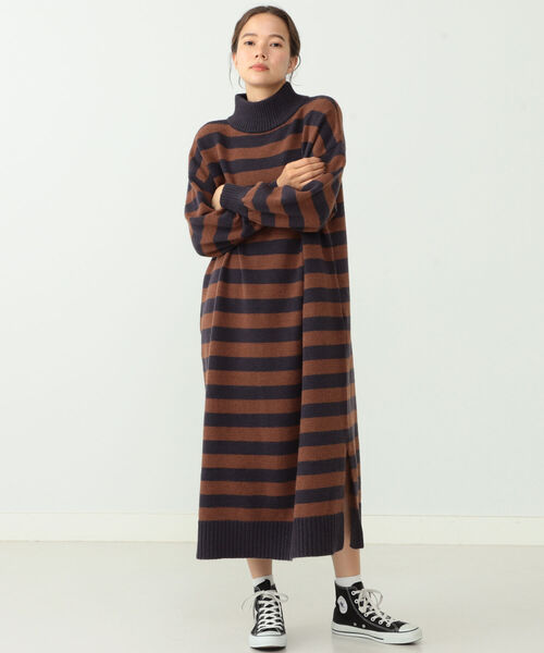 CAROLINA GLASER(カロリナ グレイサー)の「CAROLINA GLASER / ニット ボーダーワンピース(ワンピース・レディース・ネイビー/オフホワイト・ONE SIZE)」の5枚目の写真