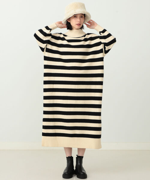 CAROLINA GLASER(カロリナ グレイサー)の「CAROLINA GLASER / ニット ボーダーワンピース(ワンピース・レディース・ネイビー/オフホワイト・ONE SIZE)」の10枚目の写真