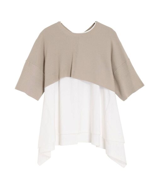 ELENDEEK（エレンディーク）の「ショートニットフレアヘムカットソーセット（Tシャツ/カットソー・レディース・ホワイト/ライトベージュ/ブラック・FREE）」の3枚目の写真