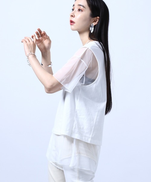 HARE（ハレ）の「リバーシブルアートチュールＴシャツ(HARE)（Tシャツ/カットソー・レディース・ホワイト/ブラック/グレー・FREE）」の6枚目の写真