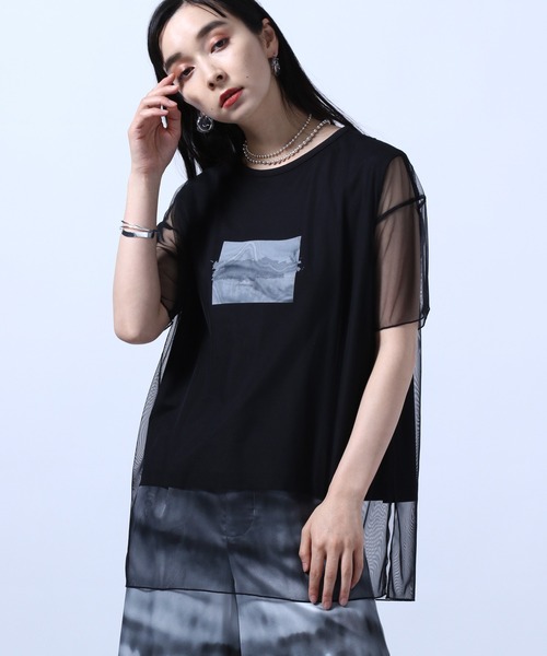 HARE（ハレ）の「リバーシブルアートチュールＴシャツ(HARE)（Tシャツ/カットソー・レディース・ホワイト/ブラック/グレー・FREE）」の12枚目の写真