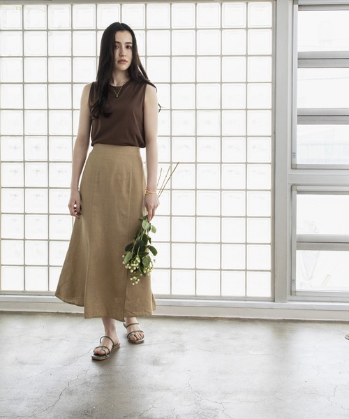 Kari & lili（カウリアンドリィリィ）の「no sleeve tee（Tシャツ/カットソー・レディース・ホワイト/ブラウン/オートミール・FREE）」の4枚目の写真