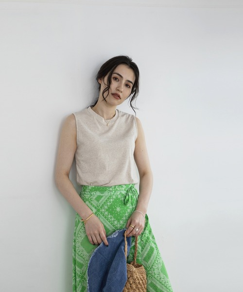 Kari & lili（カウリアンドリィリィ）の「no sleeve tee（Tシャツ/カットソー・レディース・ホワイト/ブラウン/オートミール・FREE）」の9枚目の写真