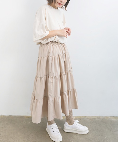nemne store(ネンネストア)の「風にゆられるティアードロングスカート(スカート・レディース・グレー/カーキ/アイボリー・フリー)」の18枚目の写真