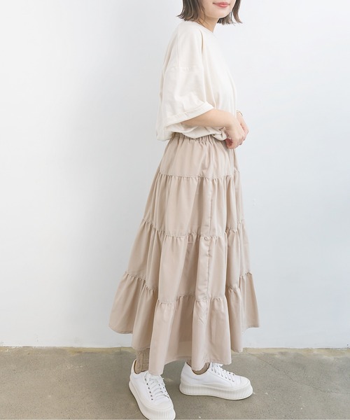 nemne store(ネンネストア)の「風にゆられるティアードロングスカート(スカート・レディース・グレー/カーキ/アイボリー・フリー)」の19枚目の写真