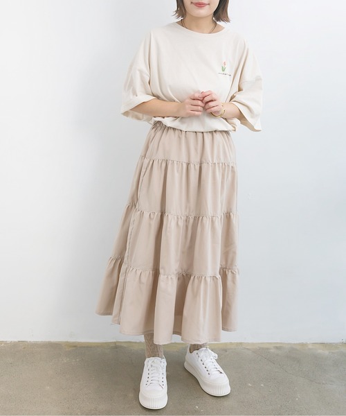 nemne store(ネンネストア)の「風にゆられるティアードロングスカート(スカート・レディース・グレー/カーキ/アイボリー・フリー)」の21枚目の写真