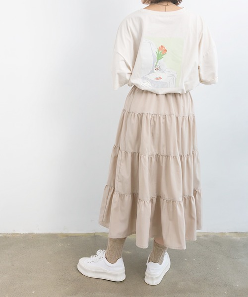 nemne store(ネンネストア)の「風にゆられるティアードロングスカート(スカート・レディース・グレー/カーキ/アイボリー・フリー)」の22枚目の写真