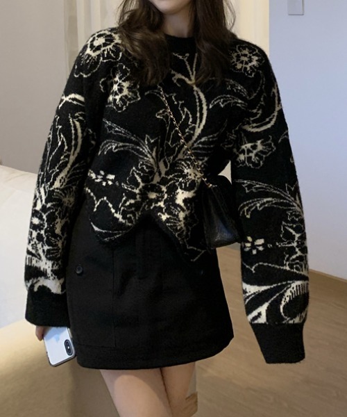 ABITOKYO(アビトーキョー)の「花柄ジャカードプルオーバー(ニット/セーター・レディース・ブラック/ベージュ・FREE)」の22枚目の写真