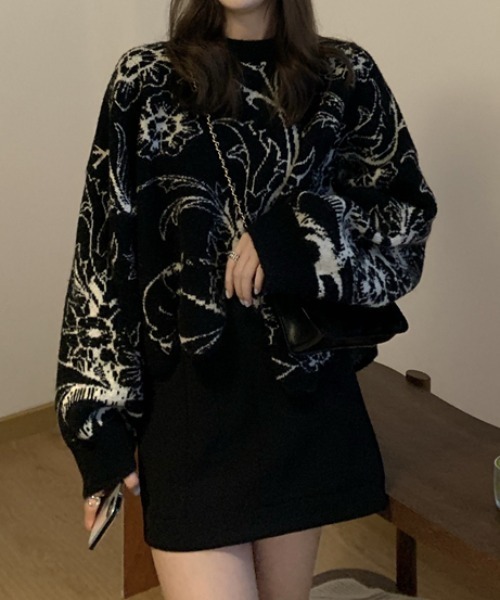 ABITOKYO(アビトーキョー)の「花柄ジャカードプルオーバー(ニット/セーター・レディース・ブラック/ベージュ・FREE)」の19枚目の写真