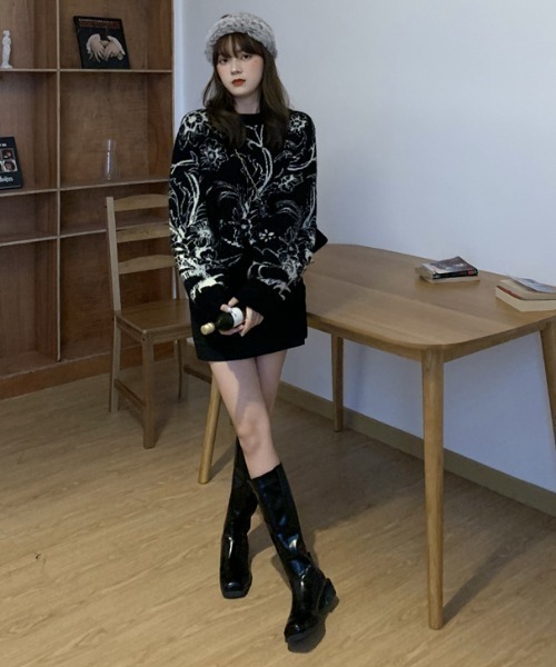 ABITOKYO(アビトーキョー)の「花柄ジャカードプルオーバー(ニット/セーター・レディース・ブラック/ベージュ・FREE)」の17枚目の写真