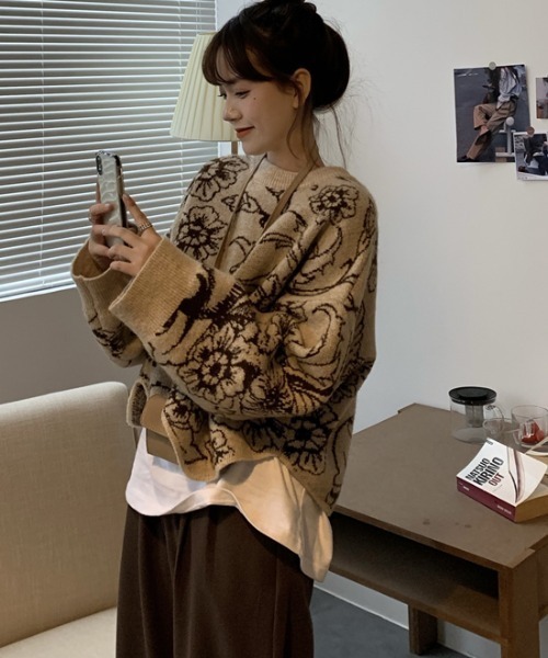 ABITOKYO(アビトーキョー)の「花柄ジャカードプルオーバー(ニット/セーター・レディース・ブラック/ベージュ・FREE)」の16枚目の写真