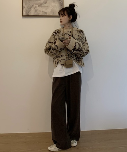 ABITOKYO(アビトーキョー)の「花柄ジャカードプルオーバー(ニット/セーター・レディース・ブラック/ベージュ・FREE)」の21枚目の写真